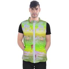 Cows And Clouds In The Green Fields Men s Puffer Vest by CosmicEsoteric