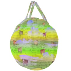 Cows And Clouds In The Green Fields Giant Round Zipper Tote