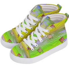 Cows And Clouds In The Green Fields Kid s Hi-top Skate Sneakers