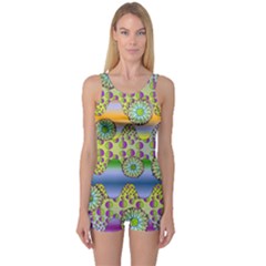 Amoeba Flowers One Piece Boyleg Swimsuit