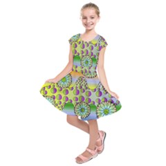 Amoeba Flowers Kids  Short Sleeve Dress by CosmicEsoteric