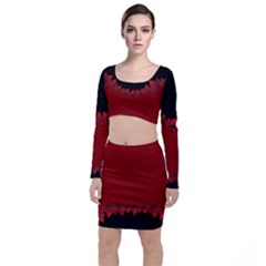 Canada Skirts Long Sleeve Crop Top & Bodycon Skirt Set