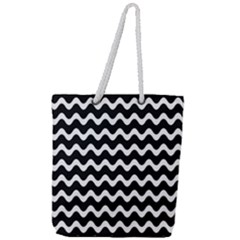 Wave Pattern Wavy Halftone Full Print Rope Handle Tote (large)