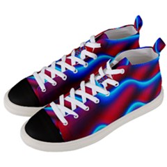 Wave Pattern Background Curve Men s Mid-top Canvas Sneakers by Celenk