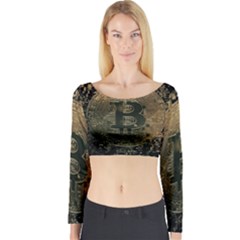 Bitcoin Cryptocurrency Blockchain Long Sleeve Crop Top by Celenk