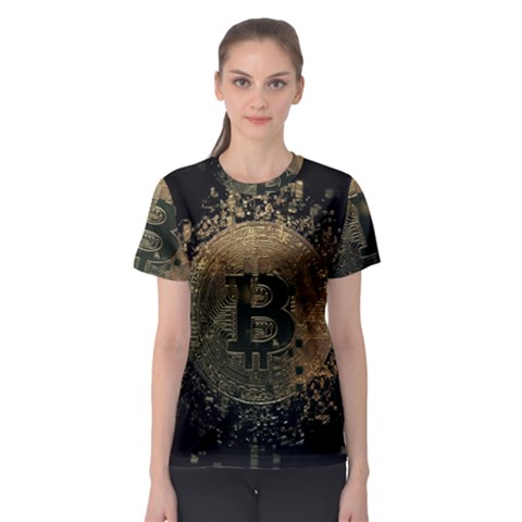 Bitcoin Cryptocurrency Blockchain Women s Sport Mesh Tee by Celenk