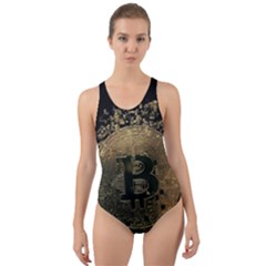 Bitcoin Cryptocurrency Blockchain Cut-out Back One Piece Swimsuit by Celenk