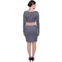 White Line Wave Black Pattern Long Sleeve Crop Top & Bodycon Skirt Set View2