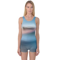 Wave Background Pattern Abstract Lines Light One Piece Boyleg Swimsuit by Celenk