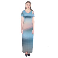 Wave Background Pattern Abstract Lines Light Short Sleeve Maxi Dress