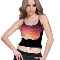 Sunset Silhouette Sun Sky Evening Spaghetti Strap Bra Top by Celenk