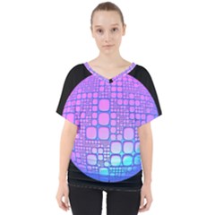 Sphere 3d Futuristic Geometric V-neck Dolman Drape Top by Celenk