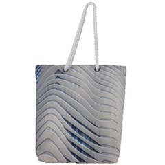 Aqua Building Wave Full Print Rope Handle Tote (large) by Celenk