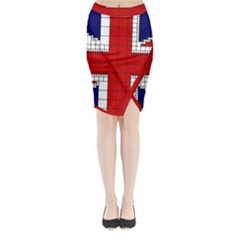 Union Jack Flag Uk Patriotic Midi Wrap Pencil Skirt