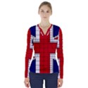 Union Jack Flag Uk Patriotic V-Neck Long Sleeve Top View1