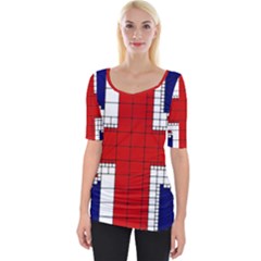 Union Jack Flag Uk Patriotic Wide Neckline Tee