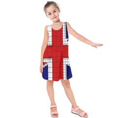 Union Jack Flag Uk Patriotic Kids  Sleeveless Dress