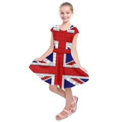 Union Jack Flag Uk Patriotic Kids  Short Sleeve Dress