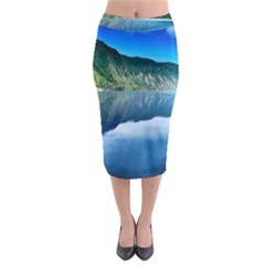 Mountain Water Landscape Nature Midi Pencil Skirt by Celenk