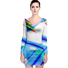 Lines Vibrations Wave Pattern Long Sleeve Bodycon Dress