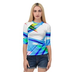 Lines Vibrations Wave Pattern Quarter Sleeve Raglan Tee