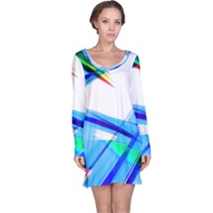 Lines Vibrations Wave Pattern Long Sleeve Nightdress