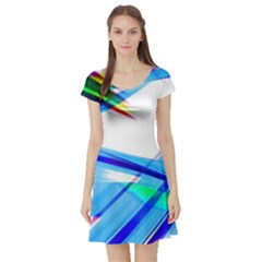 Lines Vibrations Wave Pattern Short Sleeve Skater Dress