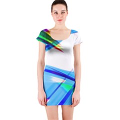 Lines Vibrations Wave Pattern Short Sleeve Bodycon Dress