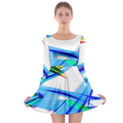 Lines Vibrations Wave Pattern Long Sleeve Skater Dress