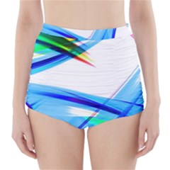 Lines Vibrations Wave Pattern High-Waisted Bikini Bottoms