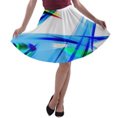 Lines Vibrations Wave Pattern A-line Skater Skirt