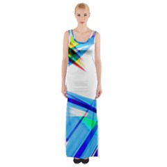 Lines Vibrations Wave Pattern Maxi Thigh Split Dress