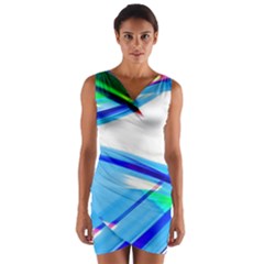 Lines Vibrations Wave Pattern Wrap Front Bodycon Dress