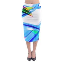 Lines Vibrations Wave Pattern Midi Pencil Skirt