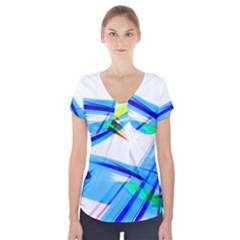 Lines Vibrations Wave Pattern Short Sleeve Front Detail Top