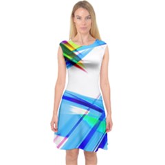 Lines Vibrations Wave Pattern Capsleeve Midi Dress