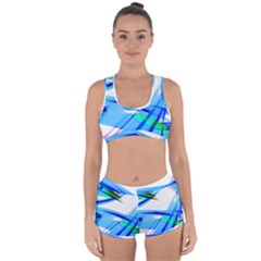 Lines Vibrations Wave Pattern Racerback Boyleg Bikini Set