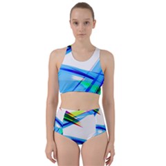 Lines Vibrations Wave Pattern Racer Back Bikini Set