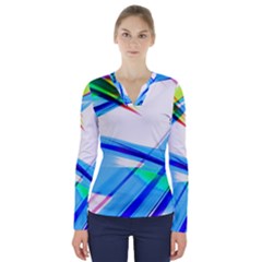 Lines Vibrations Wave Pattern V-Neck Long Sleeve Top