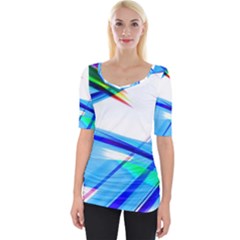 Lines Vibrations Wave Pattern Wide Neckline Tee