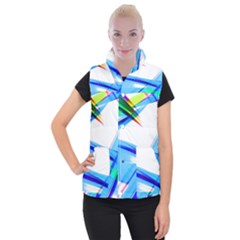 Lines Vibrations Wave Pattern Women s Button Up Puffer Vest