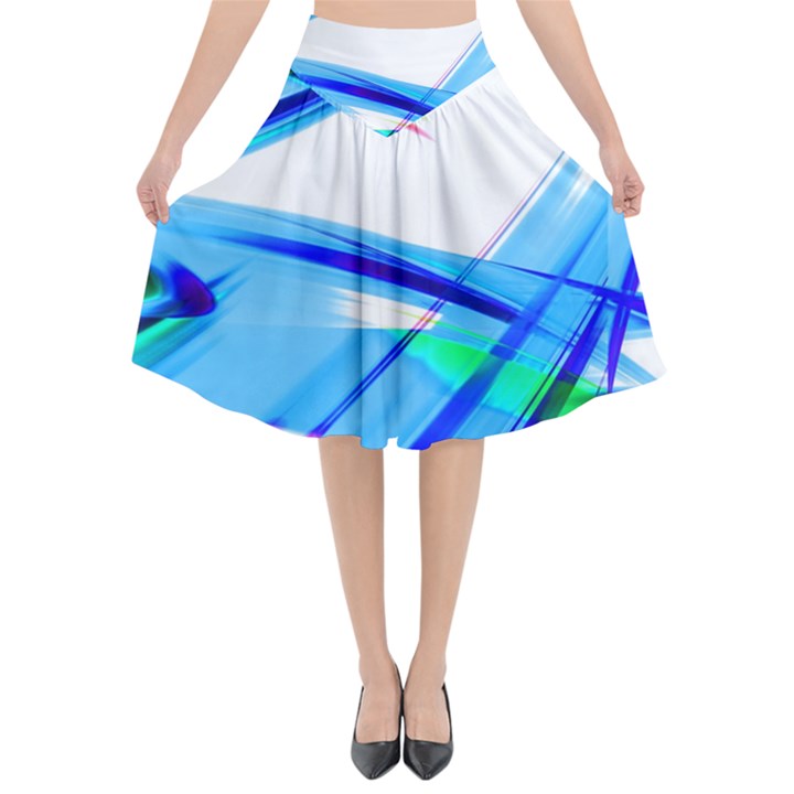 Lines Vibrations Wave Pattern Flared Midi Skirt