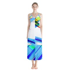 Lines Vibrations Wave Pattern Button Up Chiffon Maxi Dress