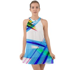 Lines Vibrations Wave Pattern Halter Tie Back Chiffon Dress