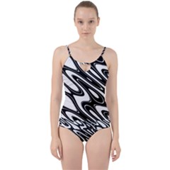 Black And White Wave Abstract Cut Out Top Tankini Set by Celenk