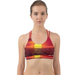 Sunset Ocean Nature Sea Landscape Back Web Sports Bra by Celenk