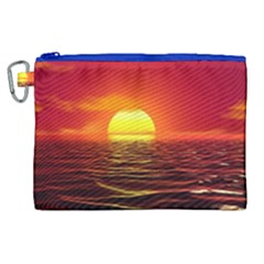 Sunset Ocean Nature Sea Landscape Canvas Cosmetic Bag (xl)