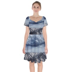 Mountain Landscape Sky Snow Short Sleeve Bardot Dress by Celenk