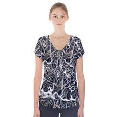 Abstract Pattern Backdrop Texture Short Sleeve Front Detail Top by Celenk