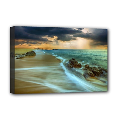 Beach Shore Sand Coast Nature Sea Deluxe Canvas 18  X 12   by Celenk